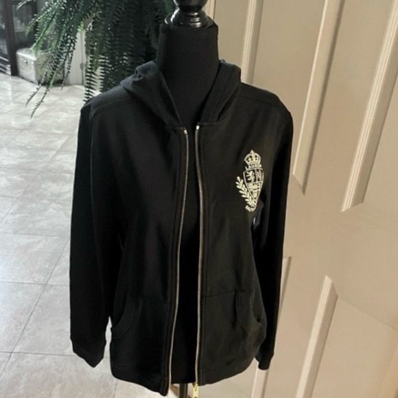 NWOT~Ralph Lauren-Women’s Full Zip Jacket-Hoodie-Size LP~Black~Cotton - Picture 4 of 7